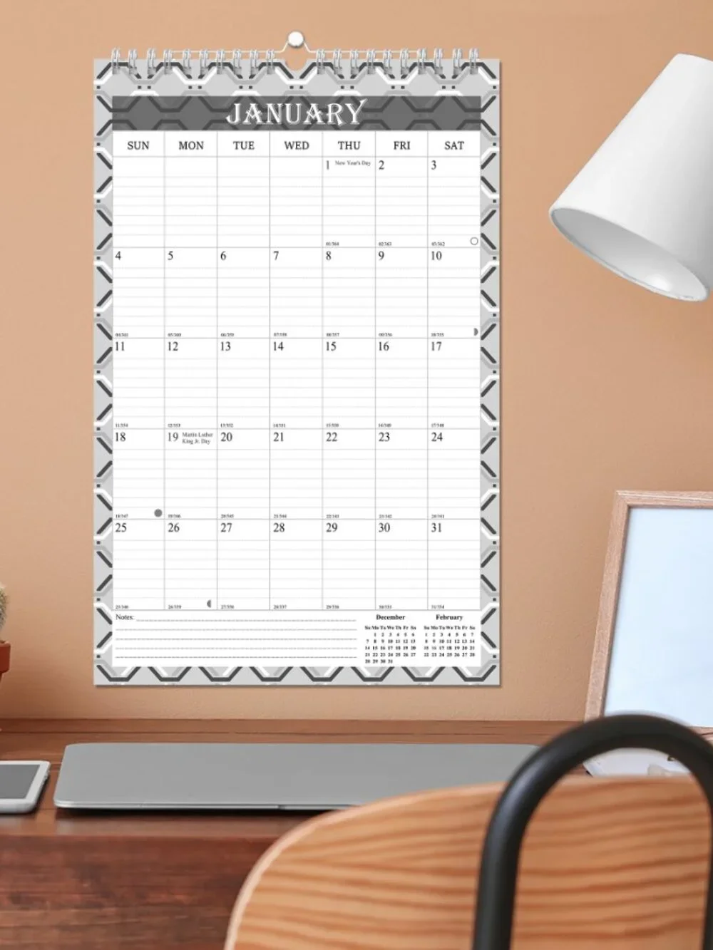 2027 Wall Calendar Spiral-bound Twin-Wire Binding - 12 Months 11